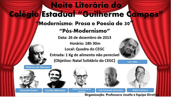 Colégio Estadual Guilherme Campos em Campo do Brito realiza noite literária no próximo dia 26/12