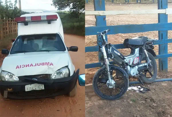 Colisão entre ciclomotor e ambulância na estada para a barragem de Campo do Brito
