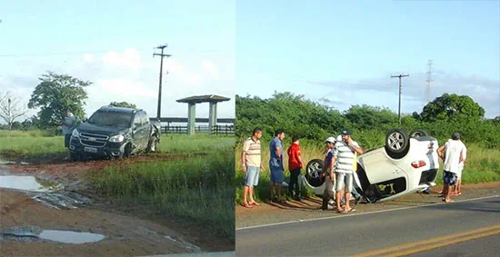 Veículo com placas de Macambira se envolve em acidente na BR 235 em Itabaiana