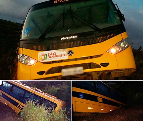 Ônibus escolar de São Domingos cai em ribanceira de rodovia em Lagarto