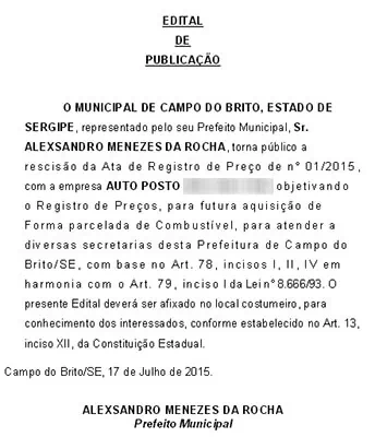 Prefeitura de Campo do Brito exonera mais um secretário e cancela mais uma licitação
