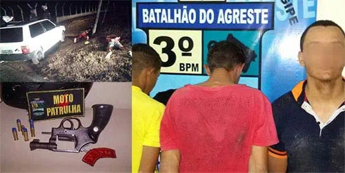 Dois adolescentes são apreendidos e um adulto é preso após perseguição da PM a um veículo com placas de Campo do Brito